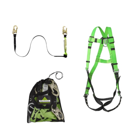 Full Body Safety Harness Kit, Lanyard With 3 Snap Hooks, Bag